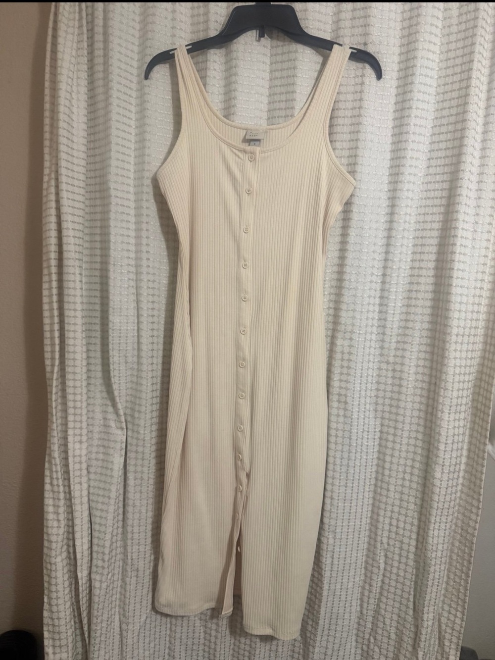 a new day Ribbed Button-Front Tank Dress in Cream